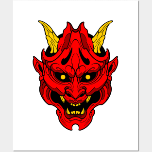 oni mask fantasy style Posters and Art